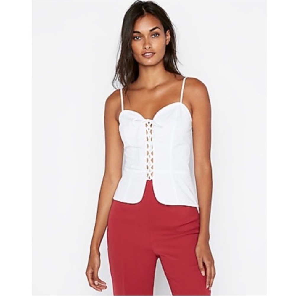 Express White Lace-Up Tank Top
